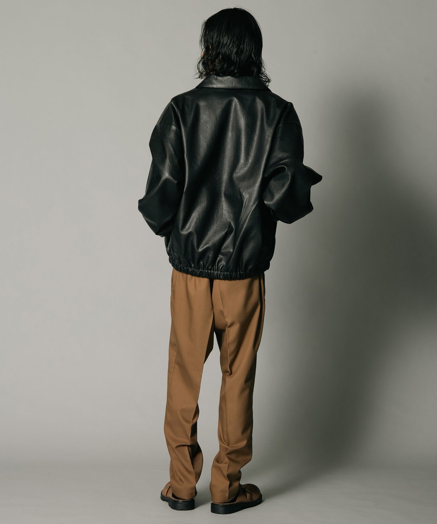 ジーンズメイト JEANS MATE 【UNIIT】エコレザー ビッグシルエット ブルゾン フェイクレザー サスティナブル サステナブル (ブラック) ブラック