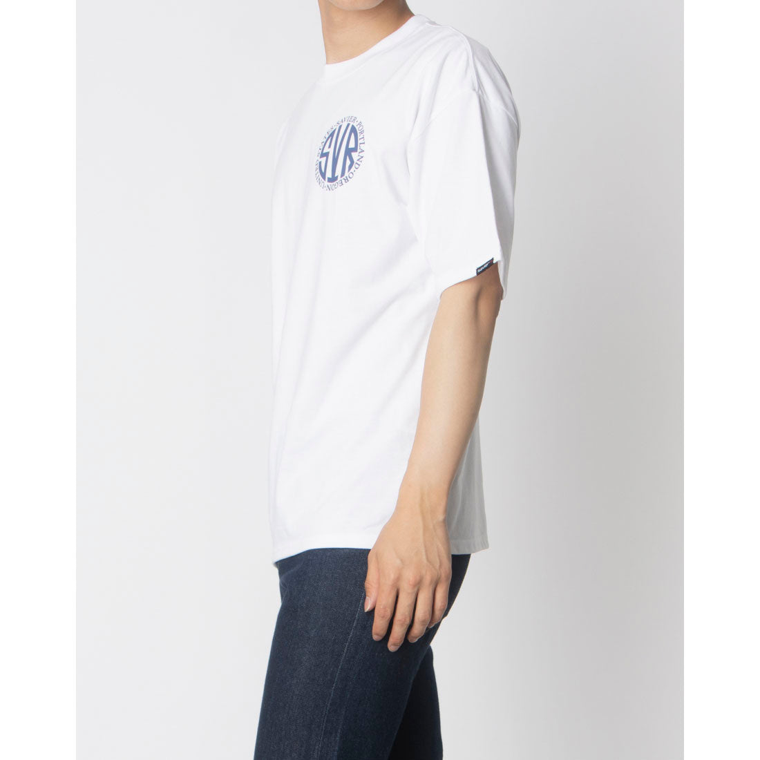 ジーンズメイト JEANS MATE SAVIER サークルロゴ プリント Tシャツ サビアー (ホワイト) ホワイト