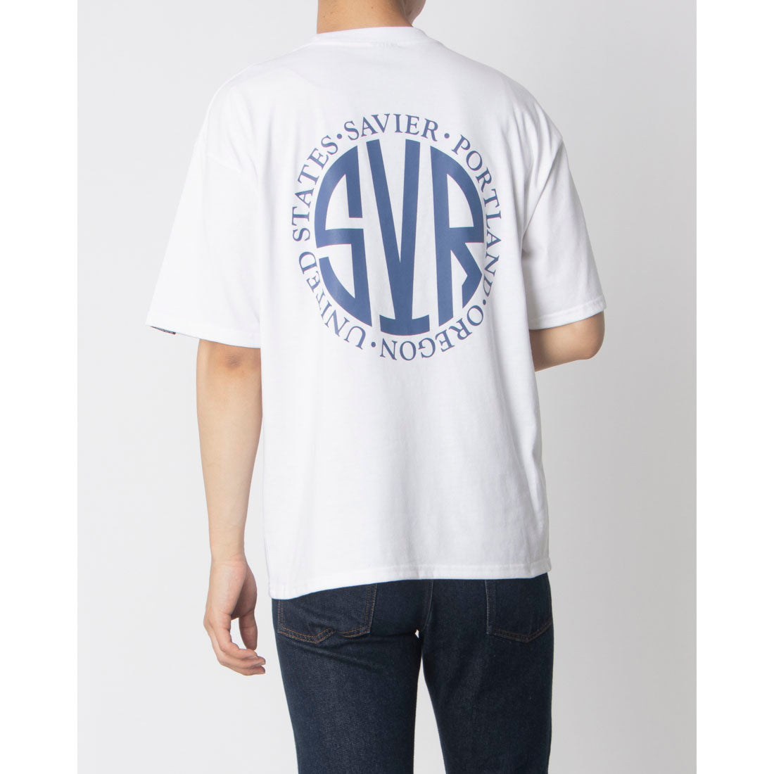 ジーンズメイト JEANS MATE SAVIER サークルロゴ プリント Tシャツ サビアー (ホワイト) ホワイト