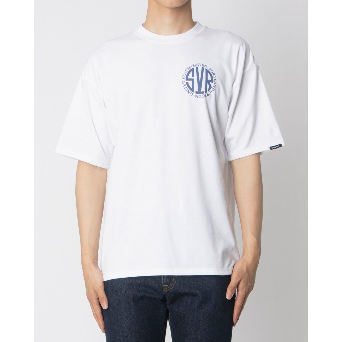 ジーンズメイト JEANS MATE SAVIER サークルロゴ プリント Tシャツ サビアー (ホワイト) ホワイト