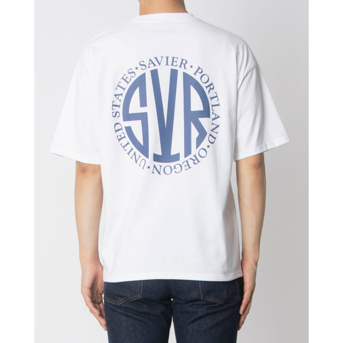 ジーンズメイト JEANS MATE SAVIER サークルロゴ プリント Tシャツ サビアー (ホワイト) ホワイト