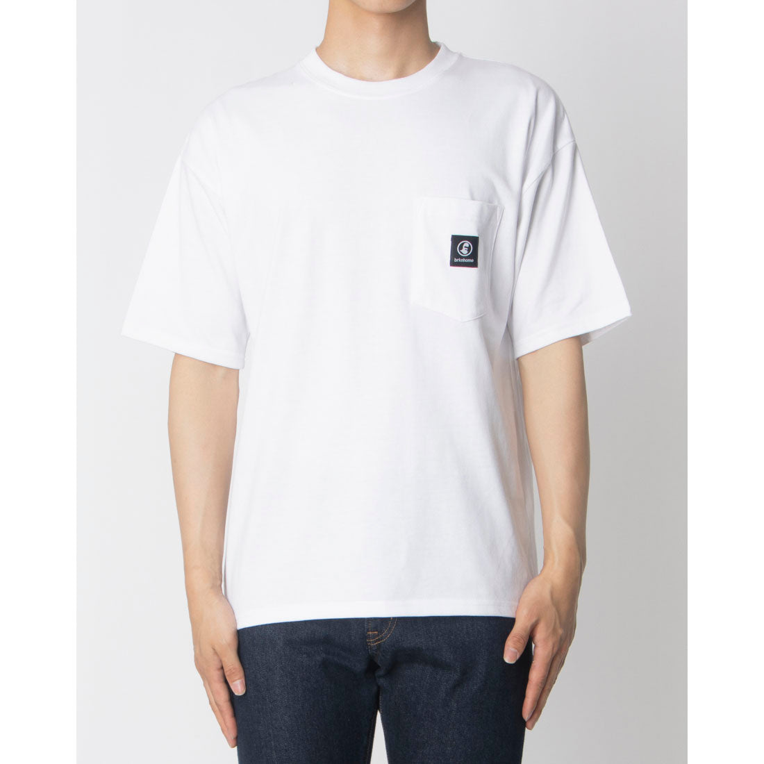 ジーンズメイト JEANS MATE BRKNHOME ポケ付き 刺繍ロゴT ブロークンホーム (ホワイト) ホワイト