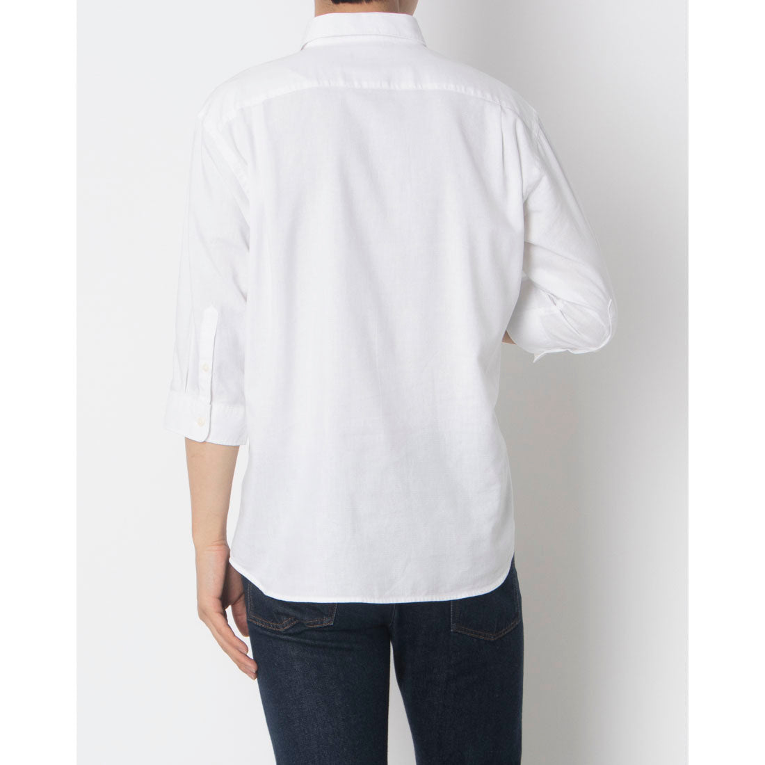 ジーンズメイト JEANS MATE BLUE STANDARD COOLMAX リネン混 7分袖 シャツ (ホワイト) ホワイト