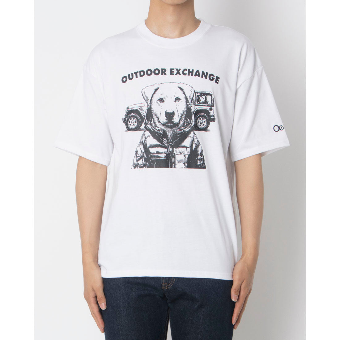 ジーンズメイト JEANS MATE OUTDOOR EXCHANGE アニマル プリント Tシャツ イヌ 犬 いぬ (ホワイトA) ホワイトA