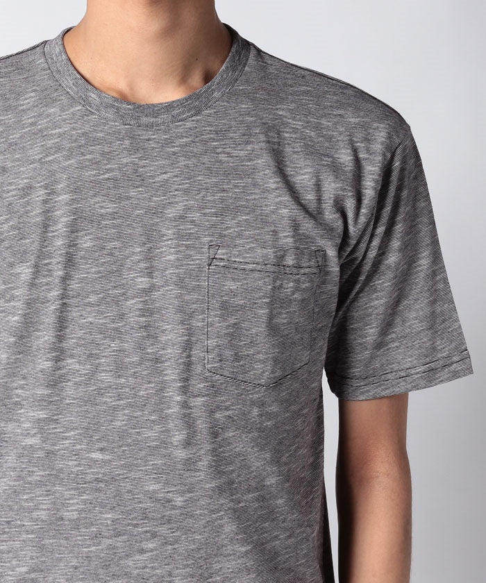 ジーンズメイト JEANS MATE 【ZEROSTAIN】着るだけで 汗染み対策 スラブ生地 胸ポケット付き クルーネックT 定番の 丸首 (アイボリー) アイボリー