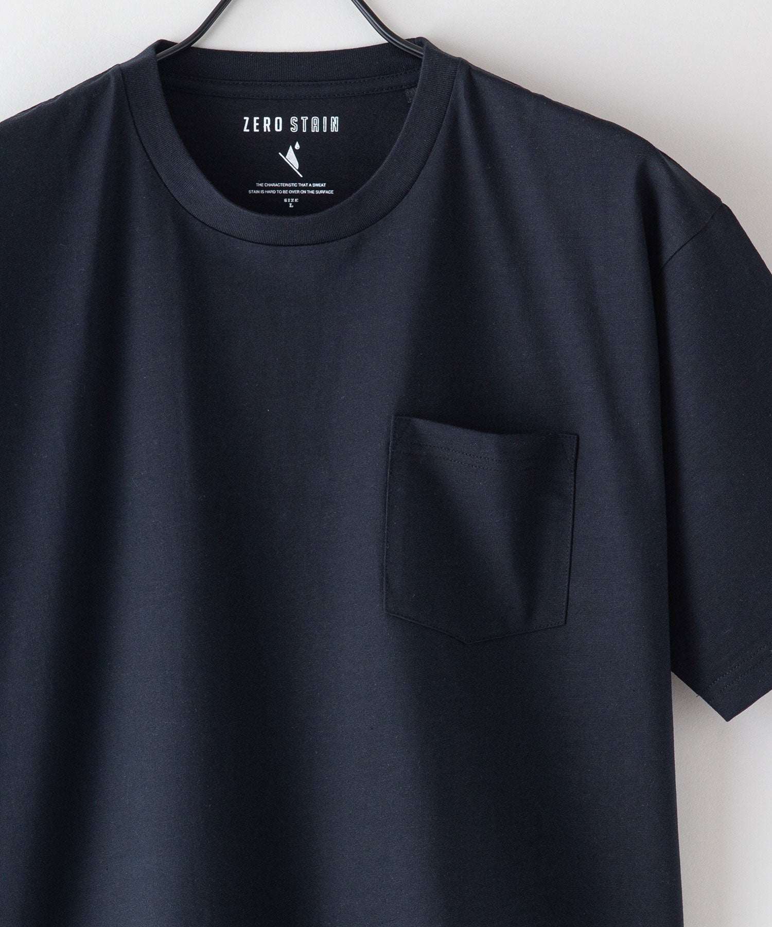 ジーンズメイト JEANS MATE 【ZEROSTAIN】着るだけで 汗染み対策 スラブ生地 胸ポケット付き クルーネックT 定番の 丸首 (アイボリー) アイボリー