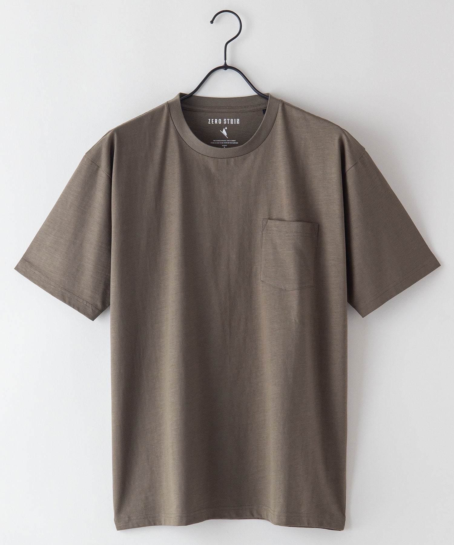 ジーンズメイト JEANS MATE 【ZEROSTAIN】着るだけで 汗染み対策 スラブ生地 胸ポケット付き クルーネックT 定番の 丸首 (アイボリー) アイボリー