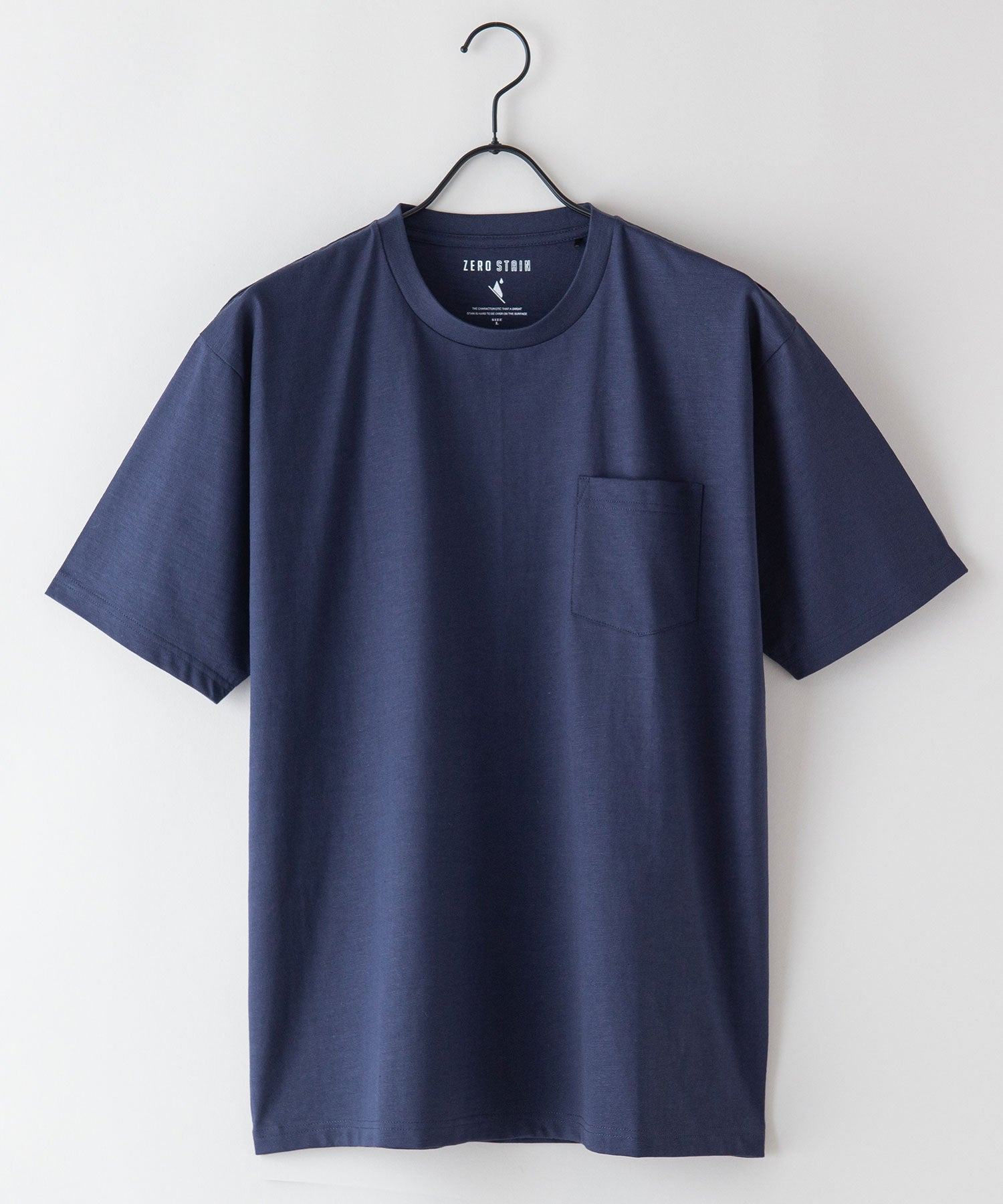 ジーンズメイト JEANS MATE 【ZEROSTAIN】着るだけで 汗染み対策 スラブ生地 胸ポケット付き クルーネックT 定番の 丸首 (アイボリー) アイボリー