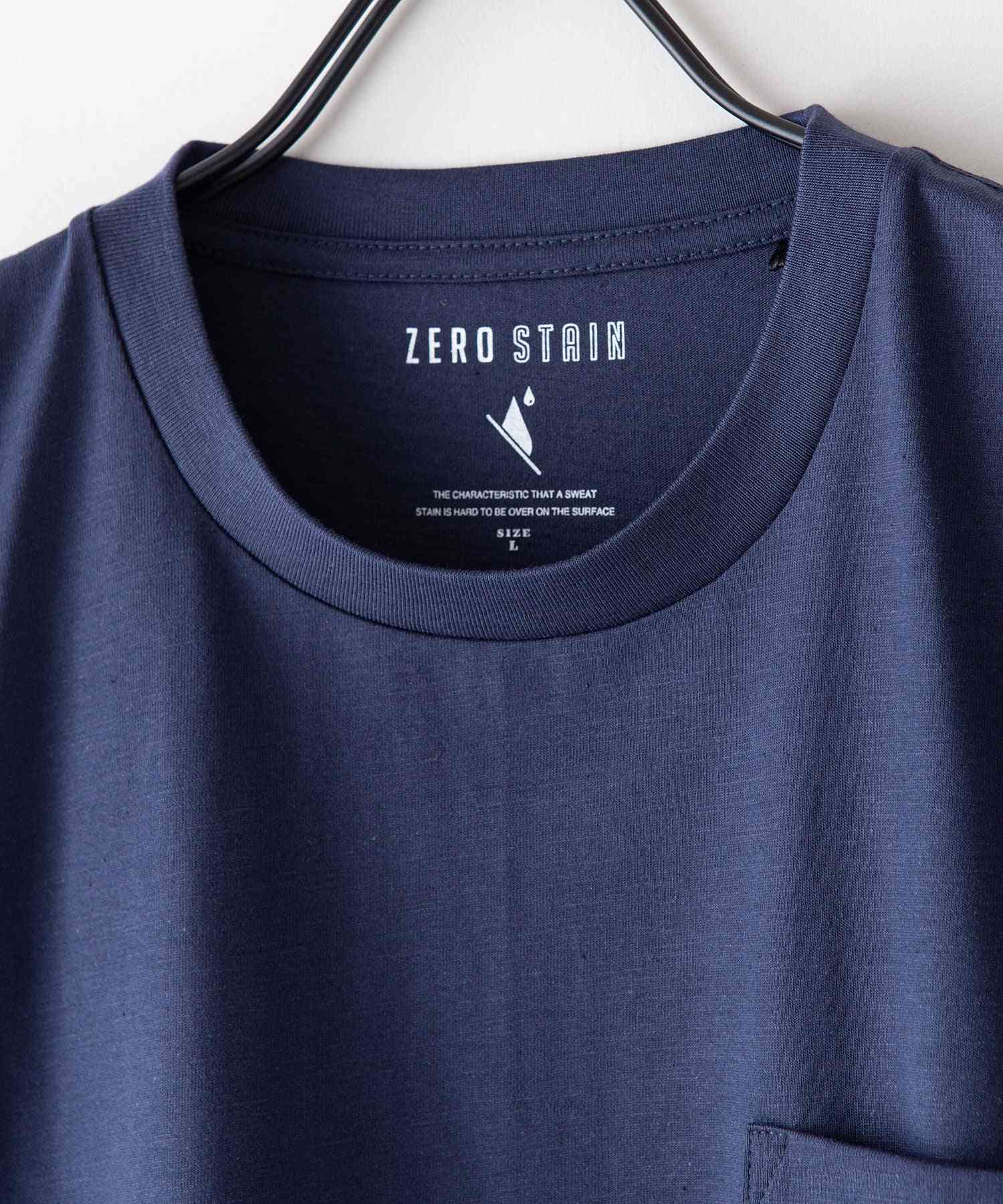 ジーンズメイト JEANS MATE 【ZEROSTAIN】着るだけで 汗染み対策 スラブ生地 胸ポケット付き クルーネックT 定番の 丸首 (アイボリー) アイボリー