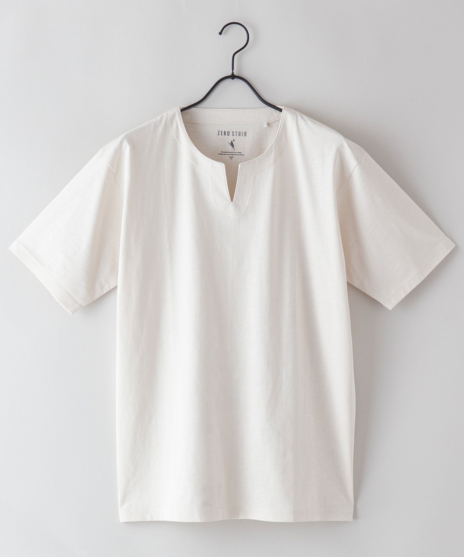 ジーンズメイト JEANS MATE 【ZEROSTAIN】着るだけで 汗染み対策 スラブ生地 キーネックT (ブラウン) ブラウン