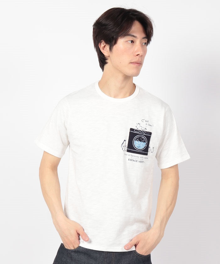 ジーンズメイト JEANS MATE 【BLUESTANDARD】スラブ コットン100% アニマル プリント ジャガード ポケットT (C) C