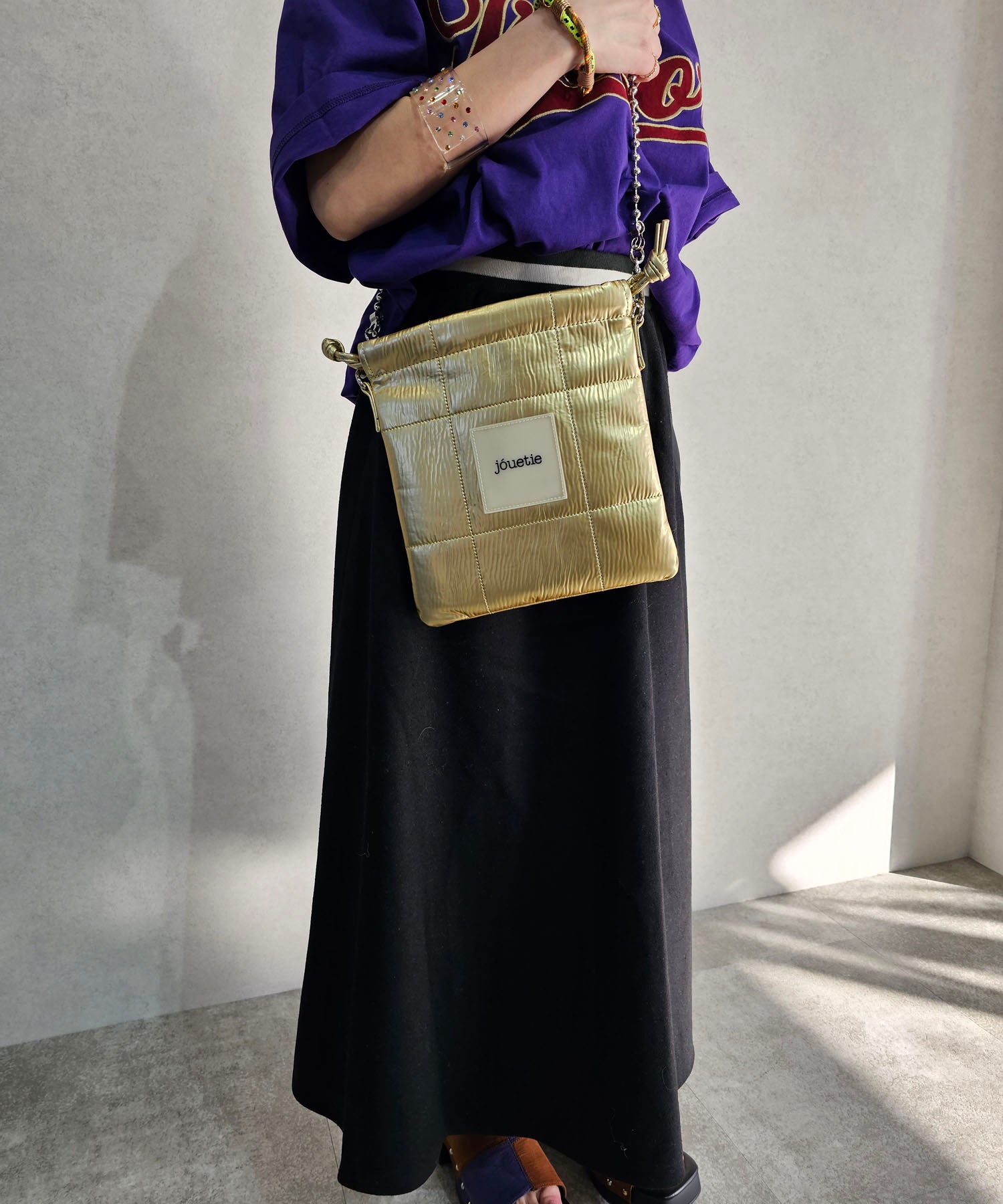 jueti jouetie金屬pu縫繩子肩袋