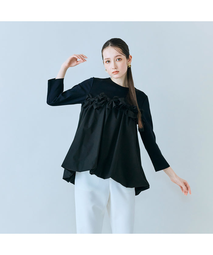 オーディア ミューズ Audie a Muses リボンモチーフ付き異素材カットソー (オフ) オフ
