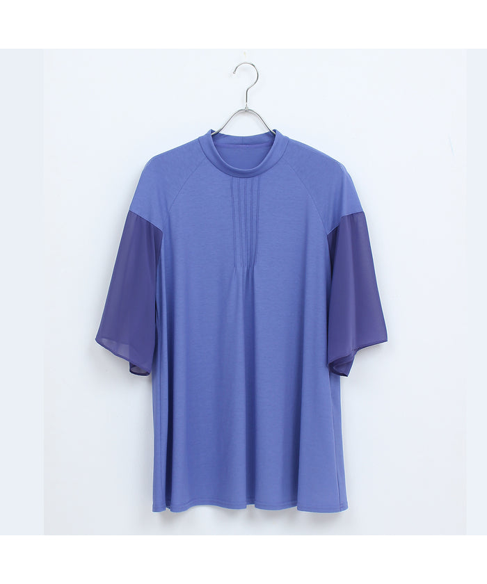 リリアンビューティ Liliane Burty 【M~4L】ウォッシャブル接触冷感配色Tシャツ (バイオレット) バイオレット