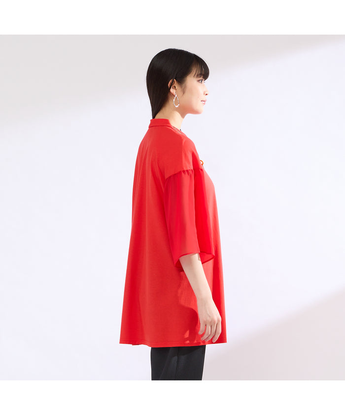 リリアンビューティ Liliane Burty 【M~4L】ウォッシャブル接触冷感配色Tシャツ (バイオレット) バイオレット