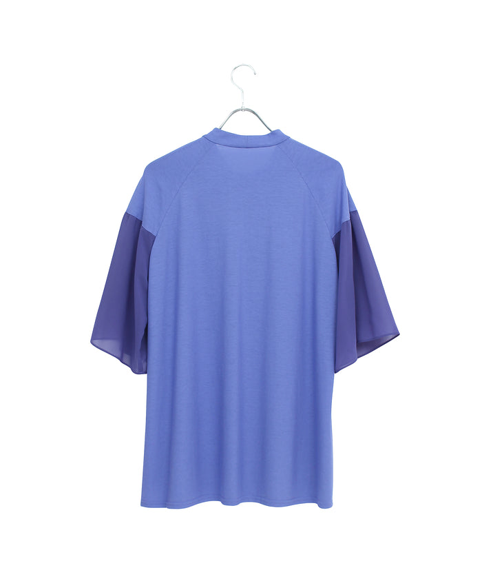 リリアンビューティ Liliane Burty 【M~4L】ウォッシャブル接触冷感配色Tシャツ (バイオレット) バイオレット