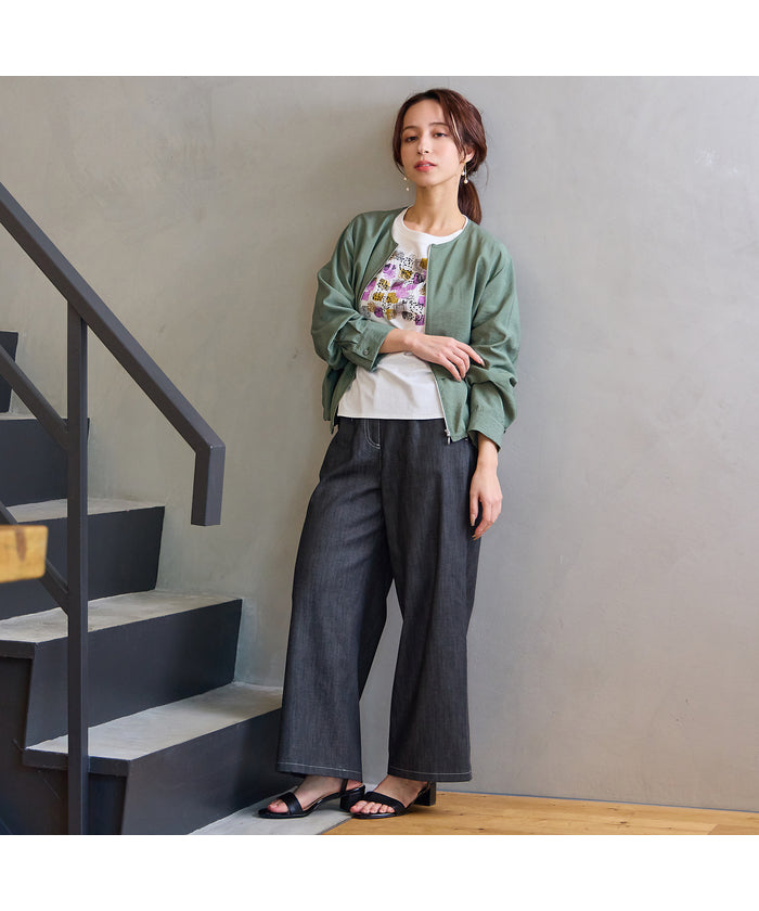 リリアンビューティ エクラ Liliane Burty ECLAT 【洗える】リヨセルデニムパンツ (ブラウン) ブラウン