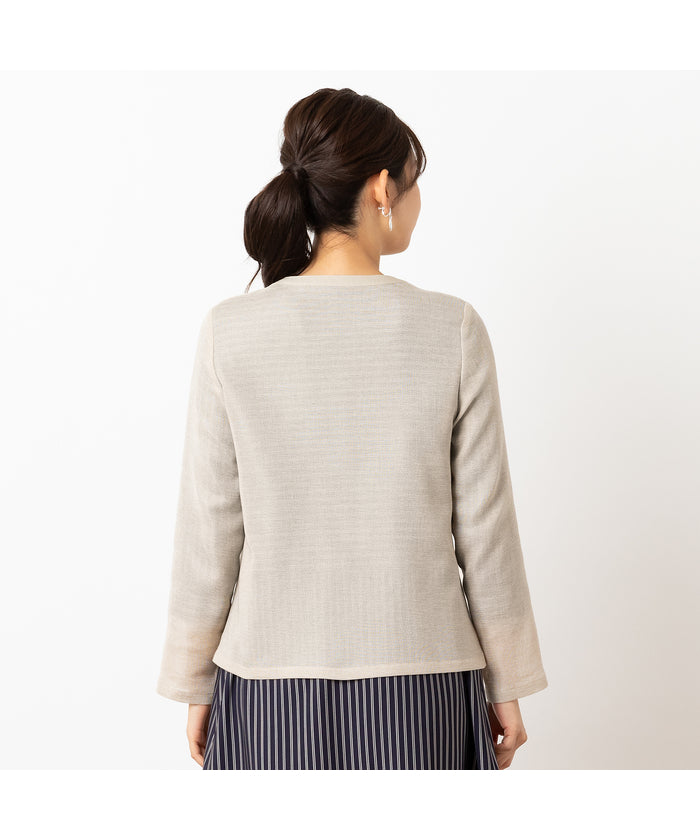 ロブジェ LOBJIE カラミ ノーカラージャケット (ダークブルー) ダークブルー