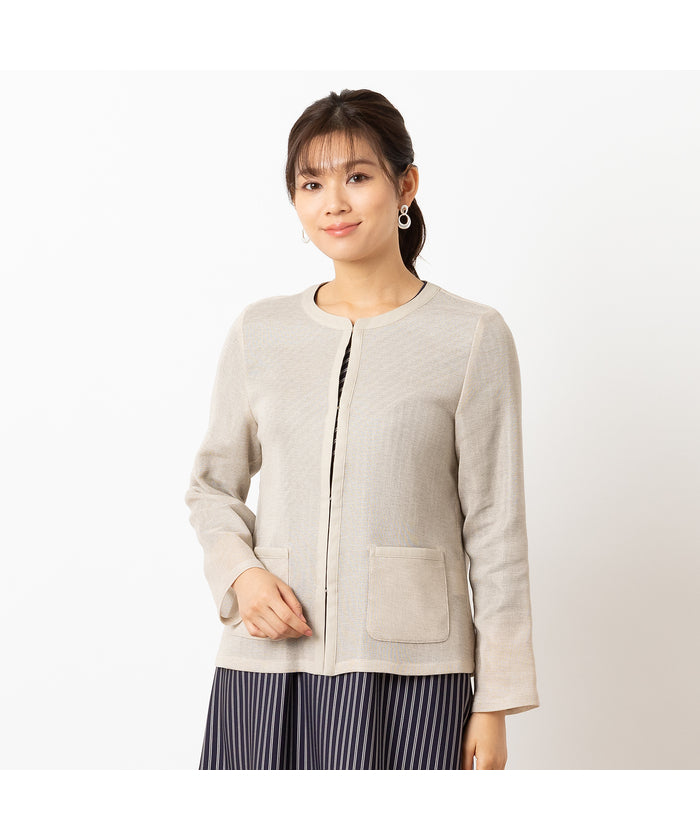 ロブジェ LOBJIE カラミ ノーカラージャケット (ダークブルー) ダークブルー