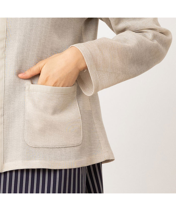 ロブジェ LOBJIE カラミ ノーカラージャケット (ダークブルー) ダークブルー