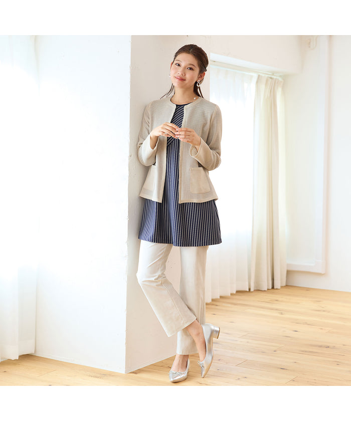 ロブジェ LOBJIE カラミ ノーカラージャケット (ダークブルー) ダークブルー