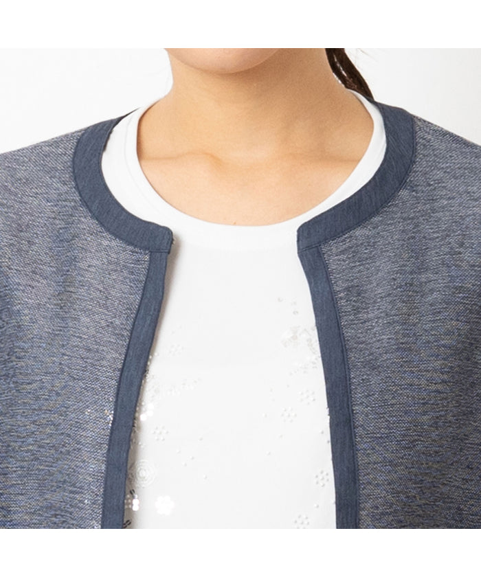 ロブジェ LOBJIE カラミ ノーカラージャケット (ダークブルー) ダークブルー