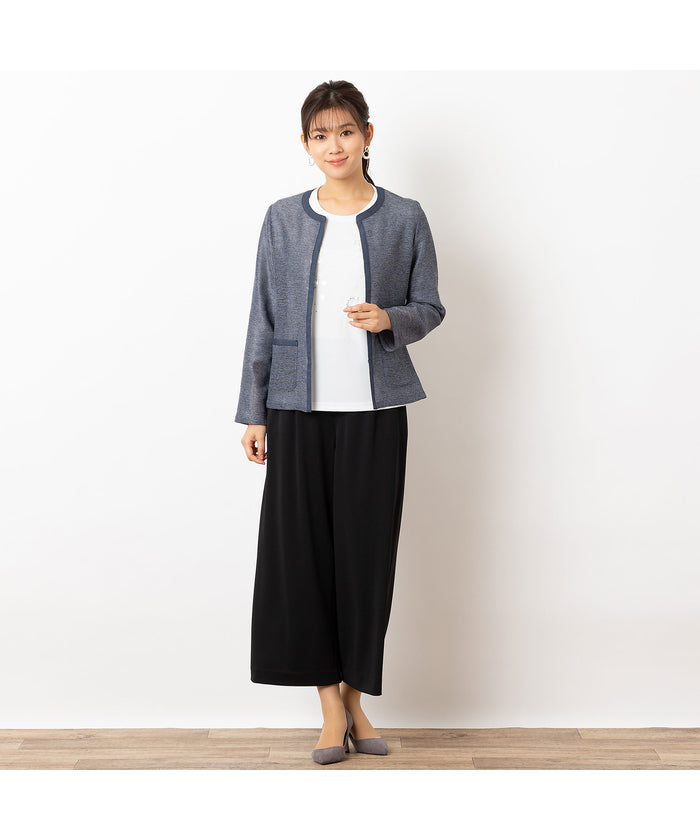 ロブジェ LOBJIE カラミ ノーカラージャケット (ダークブルー) ダークブルー