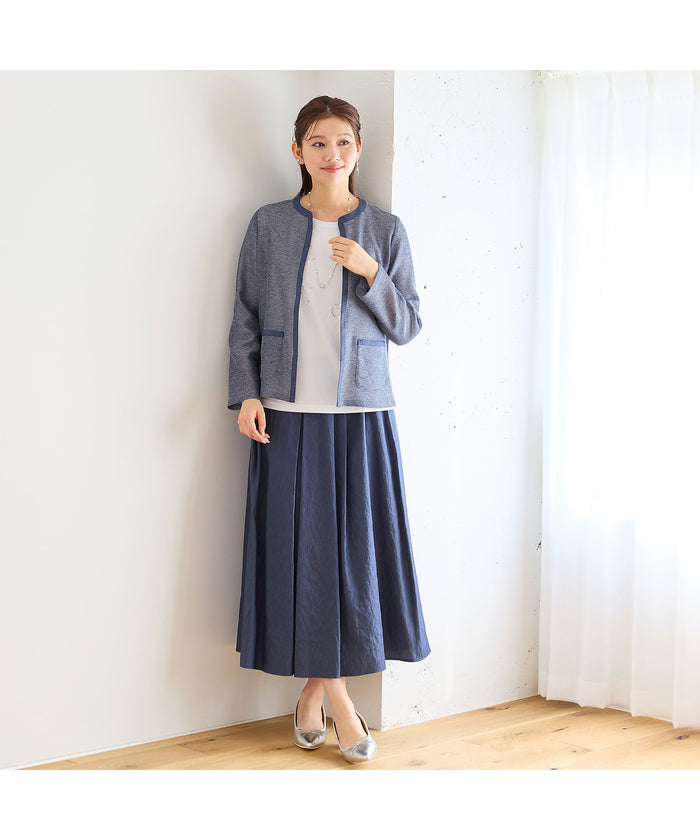 ロブジェ LOBJIE カラミ ノーカラージャケット (ダークブルー) ダークブルー