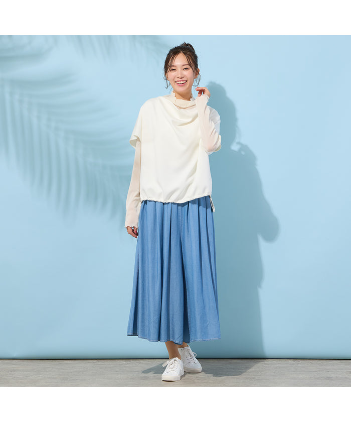 ピサーノ PISANO 【手洗いOK・接触冷感・UVカット】フレンチスリーブ・ドレープジレ (ブラック) ブラック