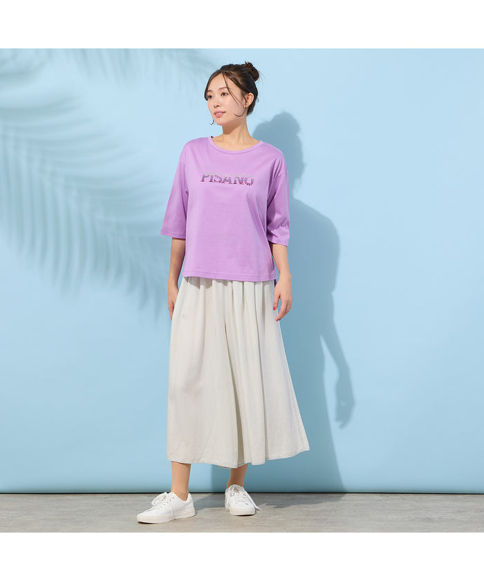 ピサーノ PISANO 【手洗いOK・セットアップ対応】製品洗い・テンセルデニムキュロットパンツ (ライトグレー) ライトグレー