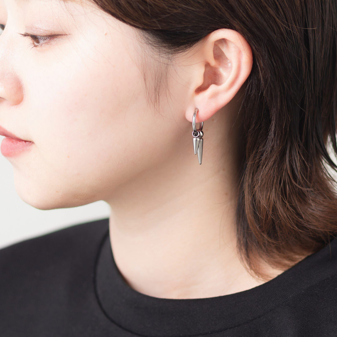 ジョン JON ステンレスイヤリング(片耳用) アシンメトリー (シルバー06) シルバー06