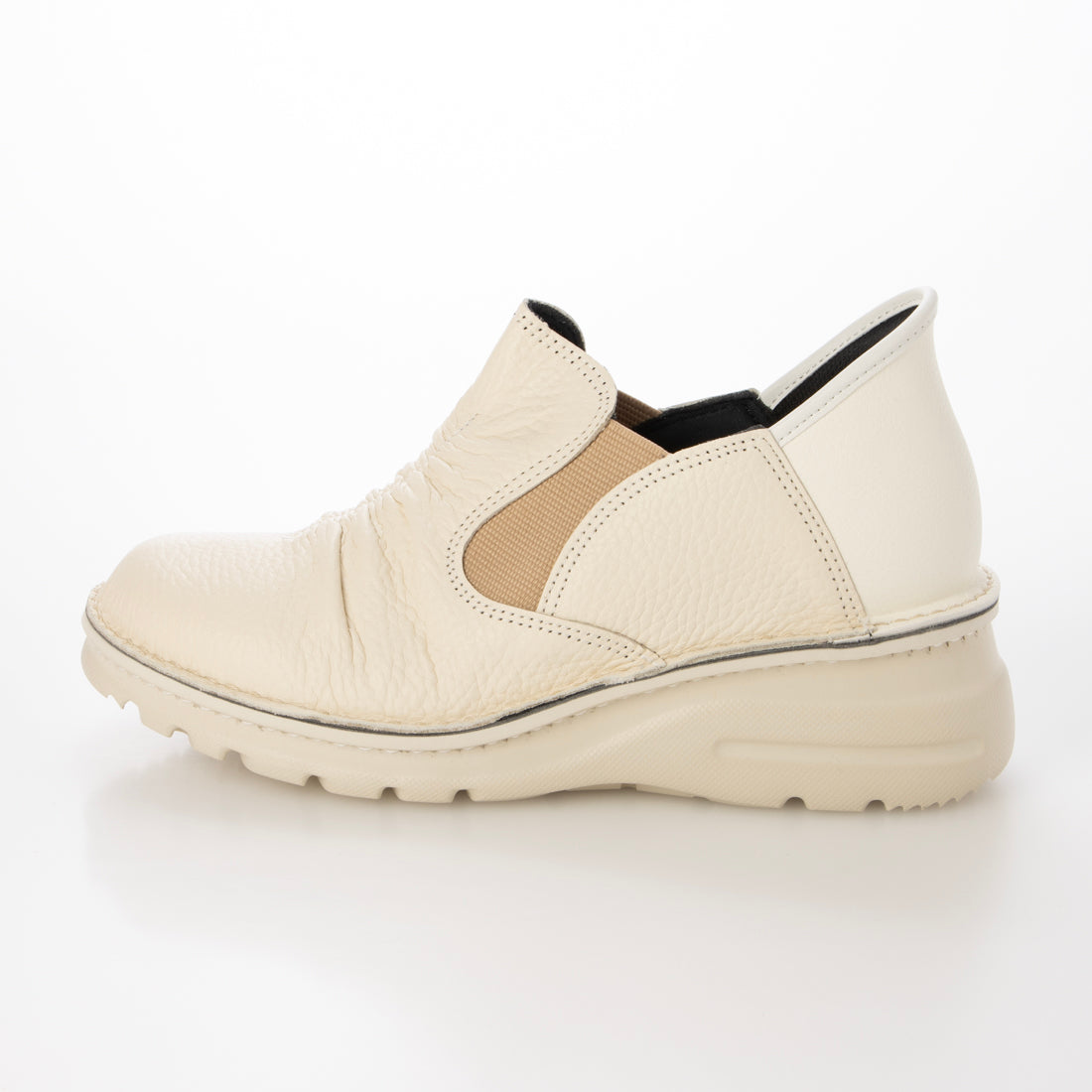 ジェイエス ハートレーベル JS Heartlavel スグ履ける!軽量レザーシャーリング サイドゴアスリッポンシューズ (アイボリー) アイボリー