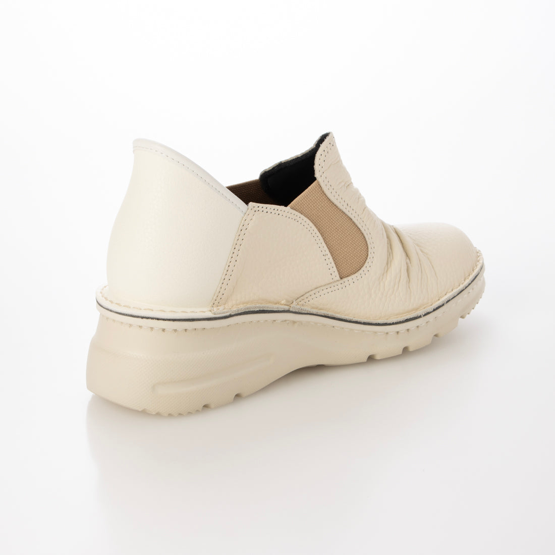 ジェイエス ハートレーベル JS Heartlavel スグ履ける!軽量レザーシャーリング サイドゴアスリッポンシューズ (アイボリー) アイボリー