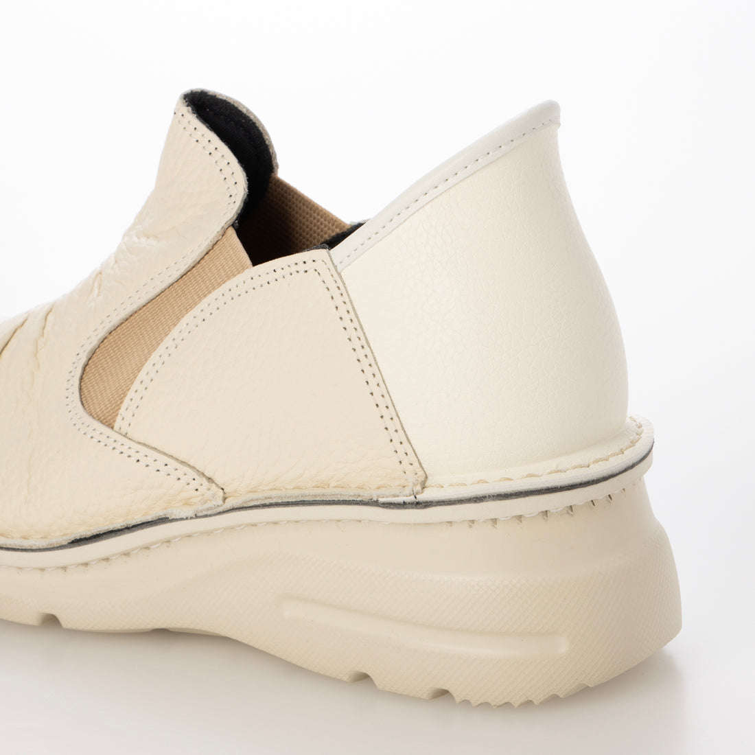 ジェイエス ハートレーベル JS Heartlavel スグ履ける!軽量レザーシャーリング サイドゴアスリッポンシューズ (アイボリー) アイボリー