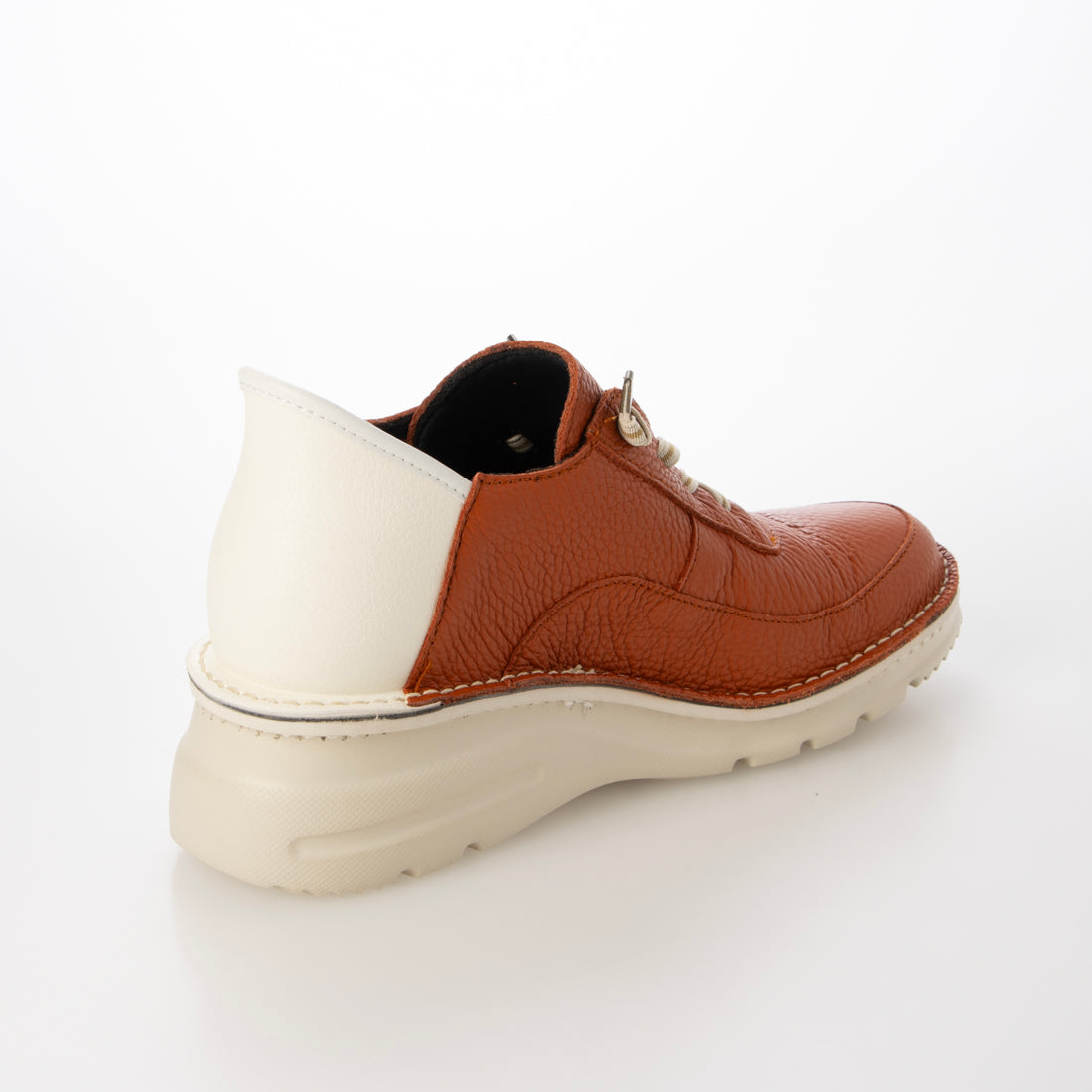 ジェイエス ハートレーベル JS Heartlavel スグ履ける!軽量レザーレースアップ風スリッポンシューズ (ブリック/ホワイト) ブリック/ホワイト