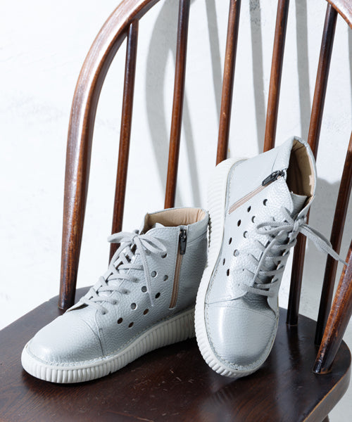 ジェイエス ハートレーベル JS Heartlavel 本革 軽量 ゆったり4E レースアップ ハイカット シューズ