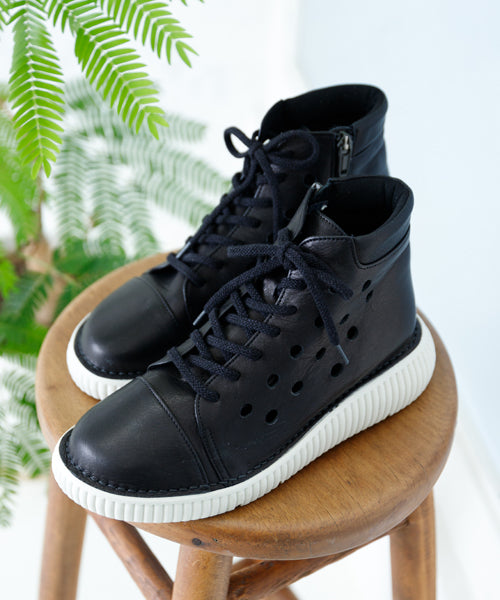 ジェイエス ハートレーベル JS Heartlavel 本革 軽量 ゆったり4E レースアップ ハイカット シューズ