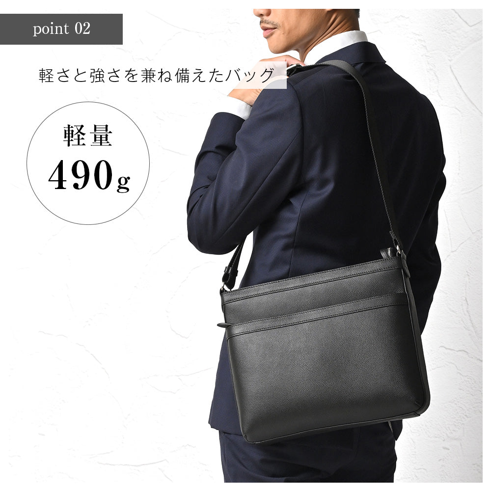 ジェイエスデザイン JS-DESIGN シュリンク革スタンダード横型ショルダー (ブラック) ブラック