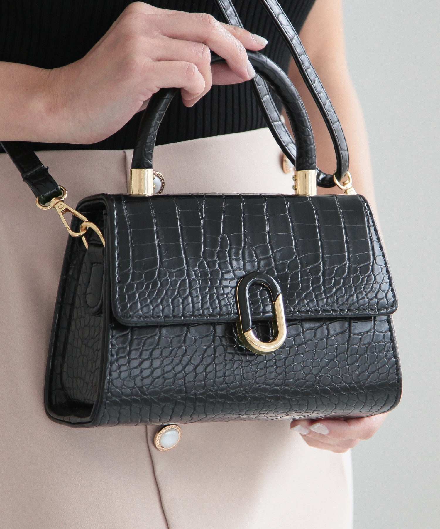 JULIA BOUTIQUE Crocodile-like 2-way flap mini bag 24104