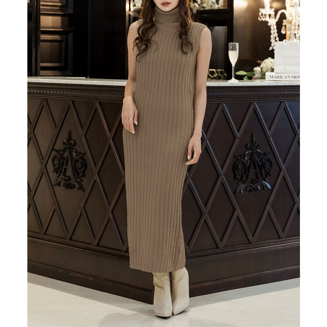 green emerald velvet dress Leset Lauren Sleeveless Turtleneck Maxi Dress | Black | Size XL main image 0