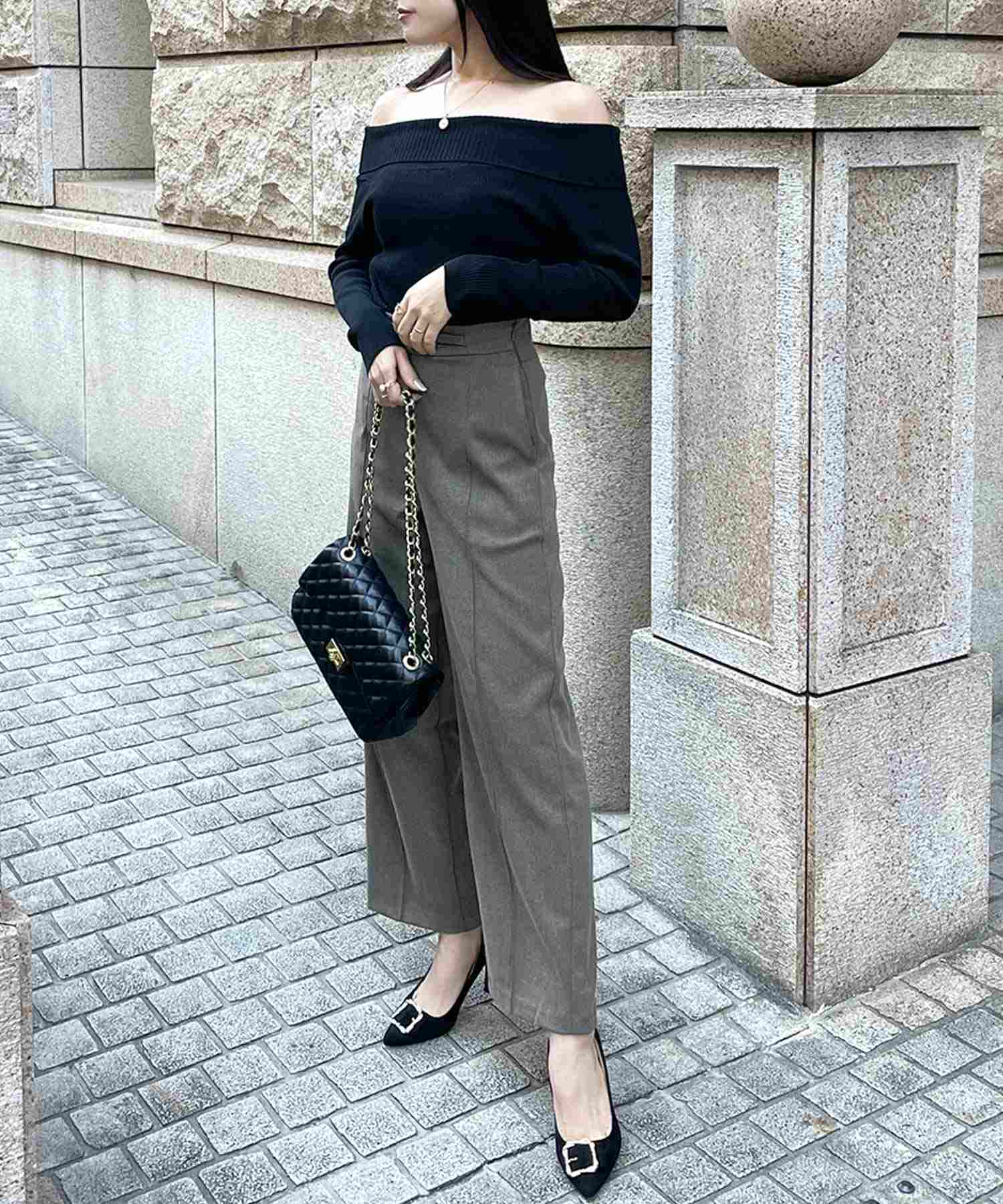JULIA BOUTIQUE Chain design high waist straight pants/23590