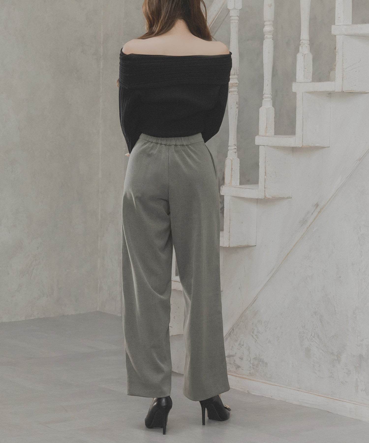 JULIA BOUTIQUE Chain design high waist straight pants/23590