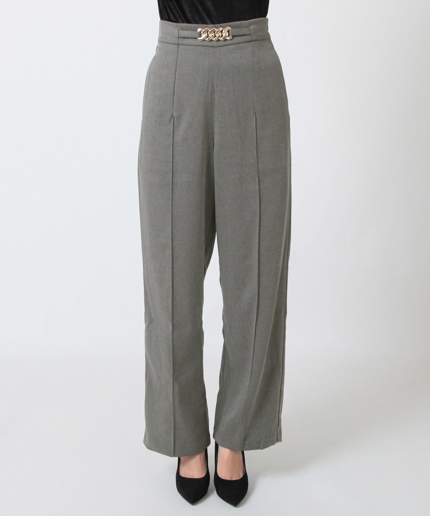 JULIA BOUTIQUE Chain design high waist straight pants/23590