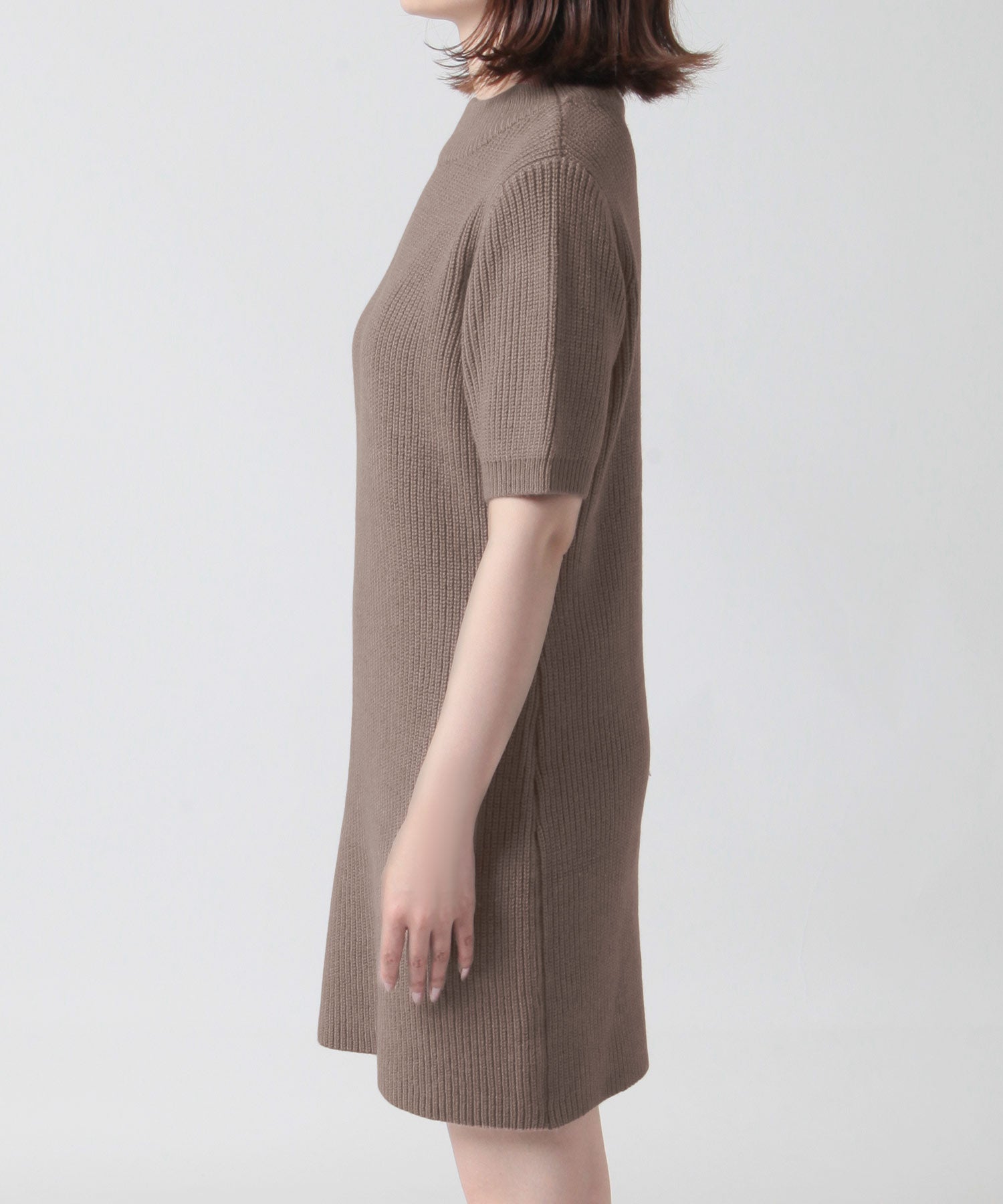 JULIA BOUTIQUE 高領短袖針織連身裙【24536迷你緊身素色女款黑黑灰白白藍】