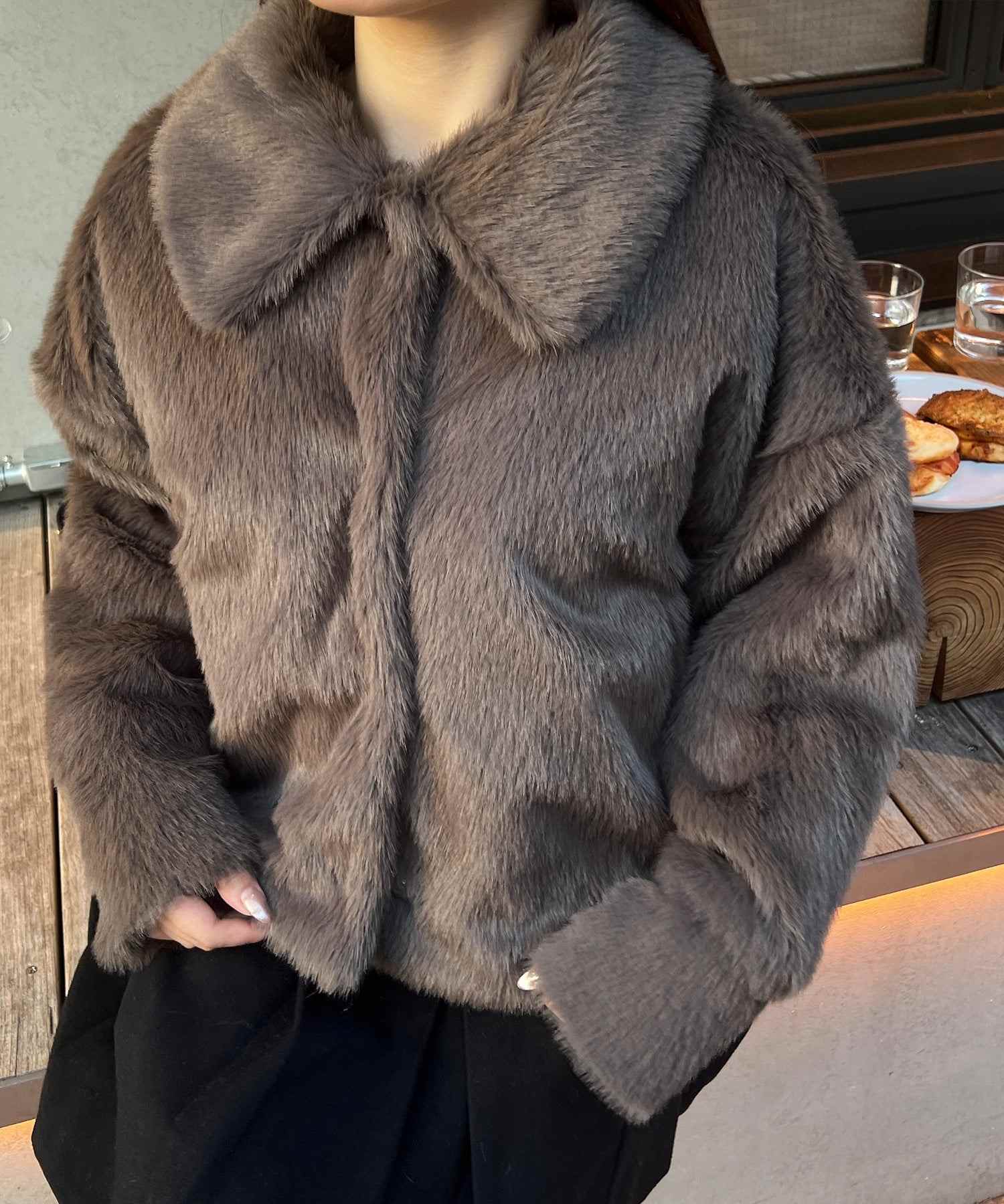 JUNOAH Fur Short Coat