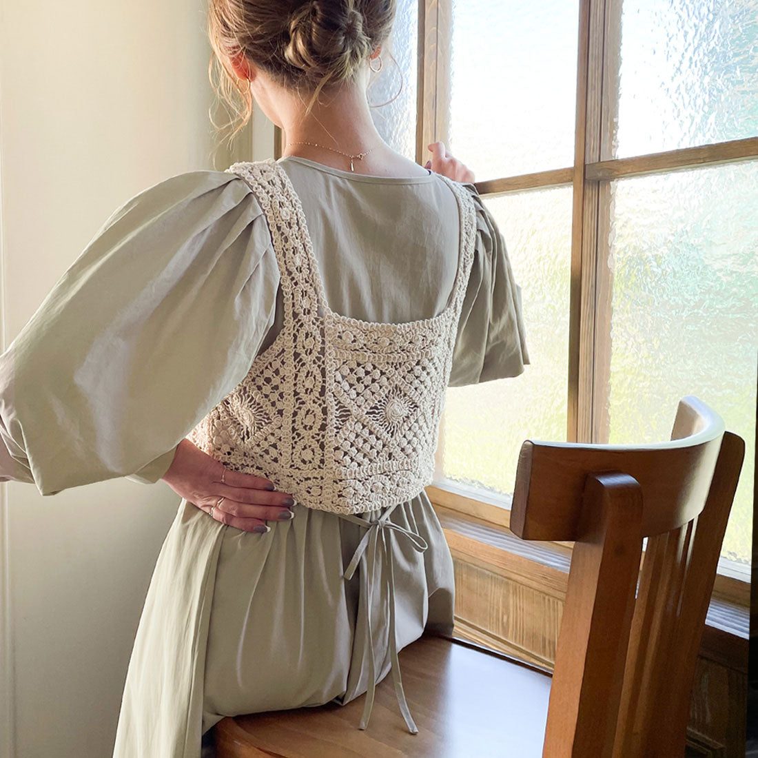 ジュノア JUNOAH ビスチェ付きボリュームスリーブマキシ丈ワンピース,グレー