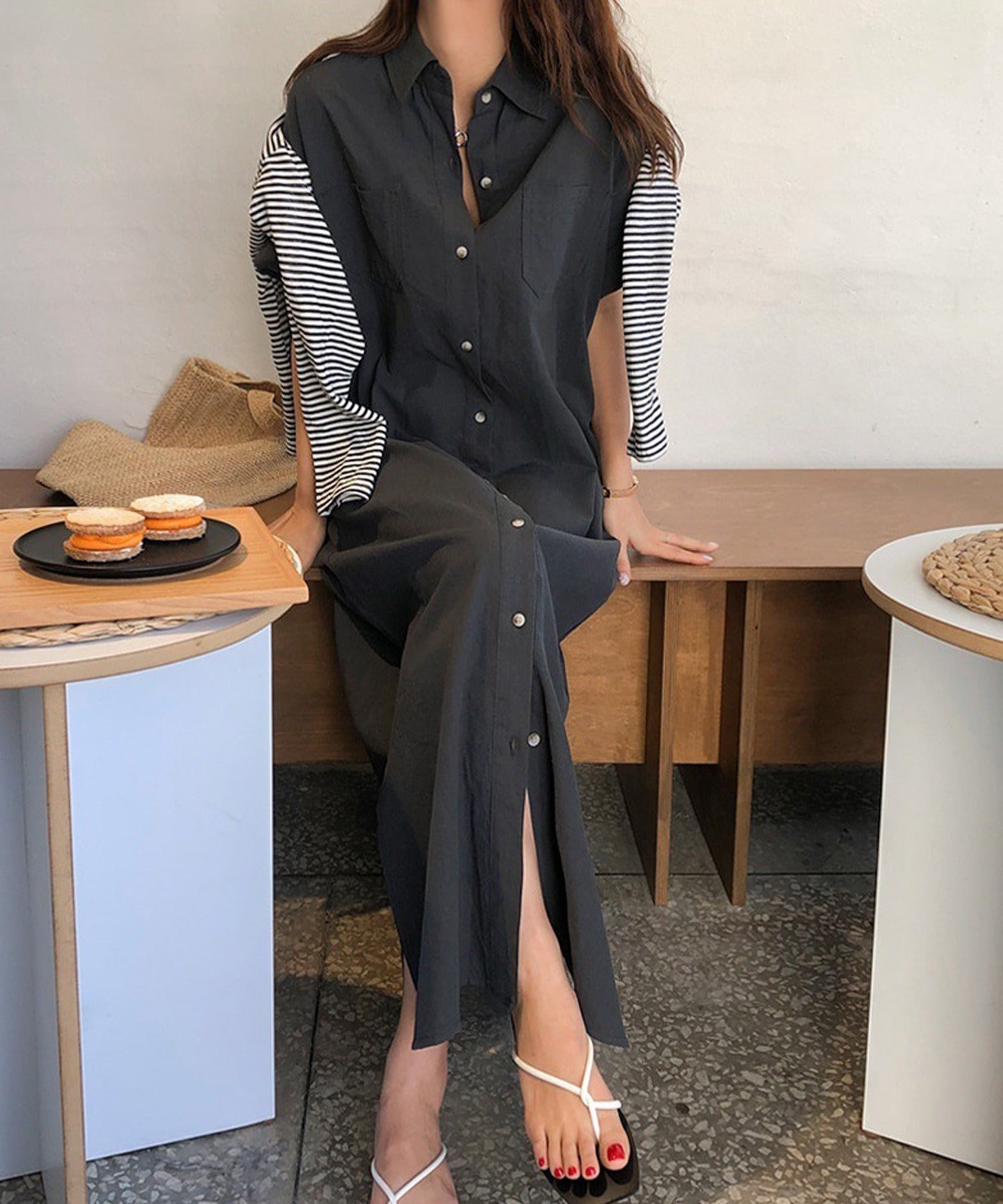 AMOUR BOX Relaxed Maxi Shirt Dress