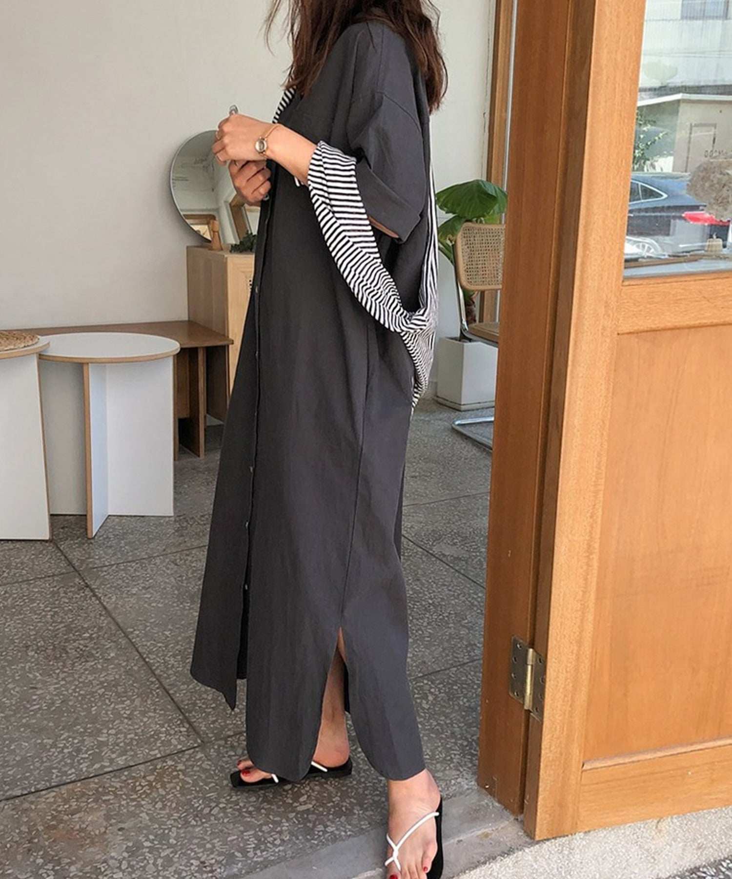 AMOUR BOX Relaxed Maxi Shirt Dress