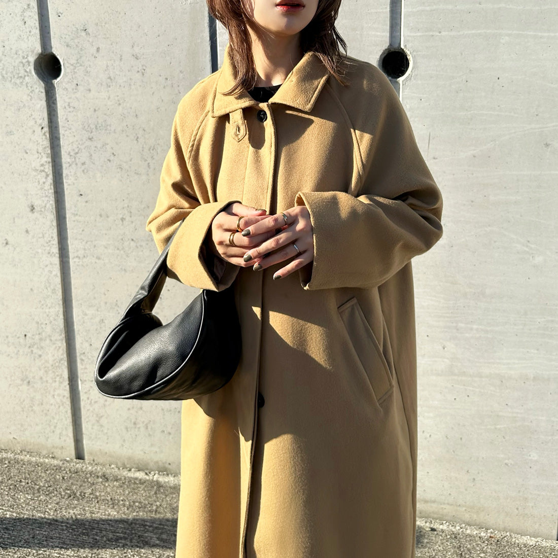 ジュノア JUNOAH スタンドカラーロングコート