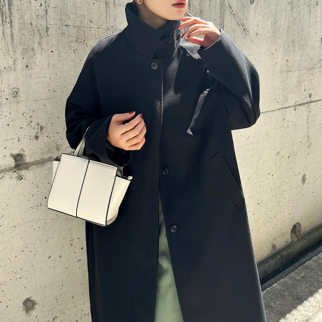 ジュノア JUNOAH スタンドカラーロングコート